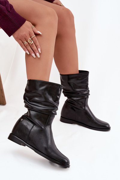 Bottes Femmes En Cuir Avec Froncement Liné Maciejka K7211 02 Noire