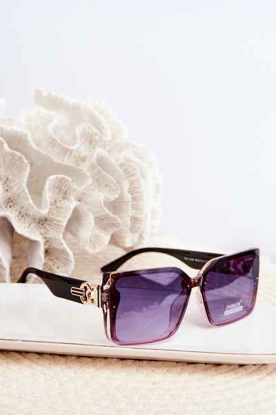 Lunettes de Soleil Carrées Femme UV400 Marron-Rose