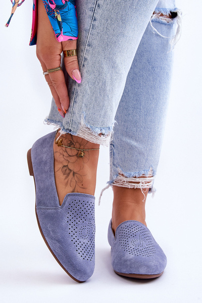 Suede Patogūs Loafers Blue Giovana