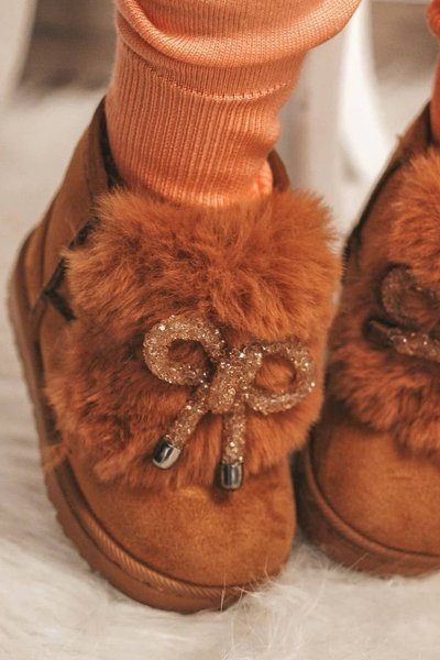 Fleecegefütterte Kinder-Schneestiefel Wildleder Karamell Amelia