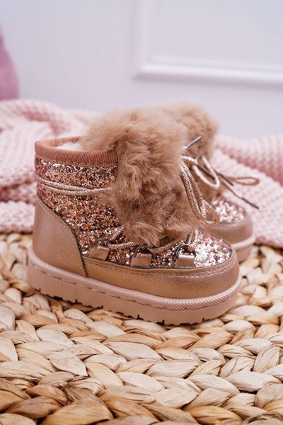 Bottes de neige en fourrure pour enfants Champagne Minnie Mouse