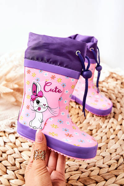 Vaikiški Guminiai Galoshes batai Pink Rabbit Hekamna