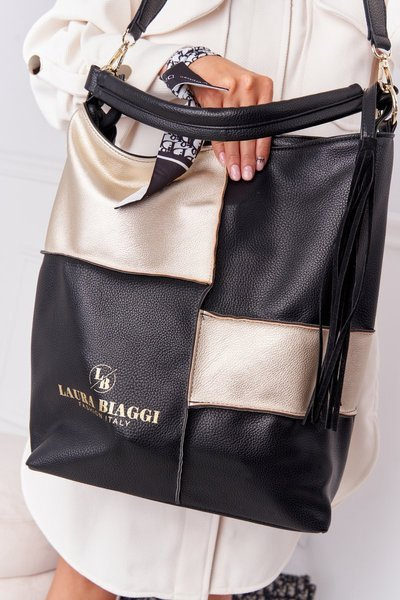 Shopper válltáska LAURA BIAGGI Black-Gold