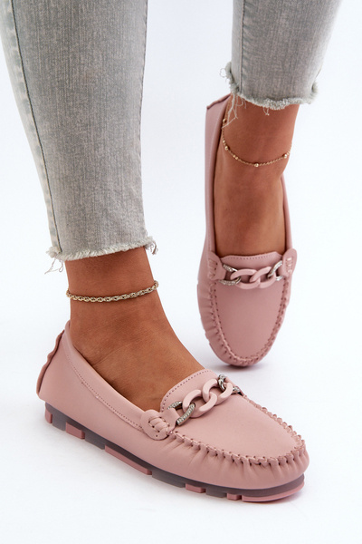 Mocassins Femme en Cuir à Ornement Rose S.Barski LR339