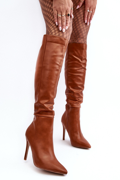 Damen-Kniehohe Stiefel Mit Keilabsatz Braun Sirenpha
