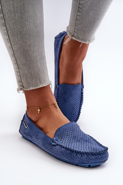 Mocassins Perforés Bleus Femme Rasirna