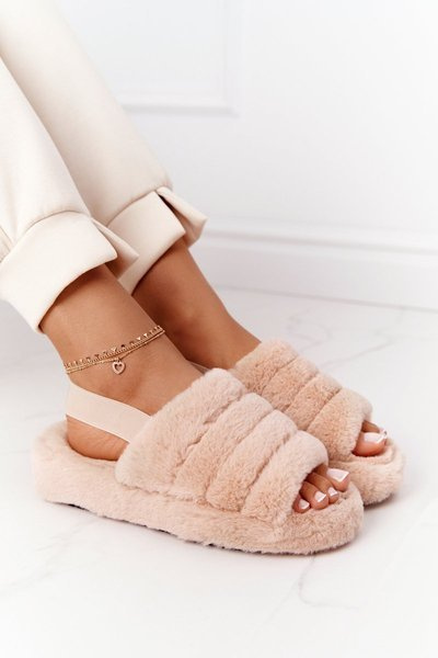 Plüschpantoffeln Beige Schneeflocke