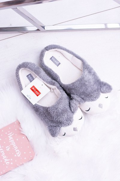 SOXO Chaussons de ménage pour femmes Animaux B Gris