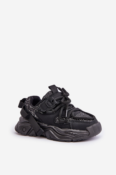 Kinder Sneakers Mit Pailletten Verziert Schwarz Liatoma