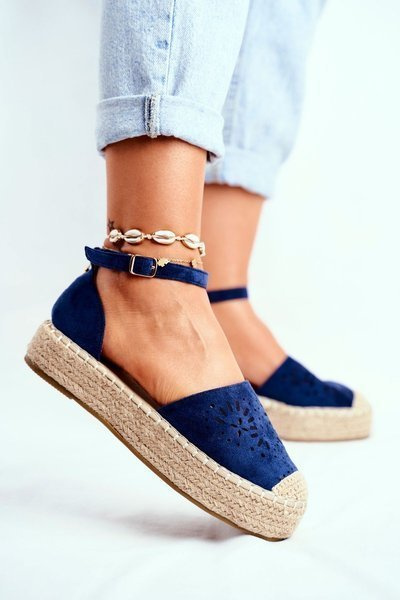 Espadrilles pentru femei pe platforma Navy Palermo
