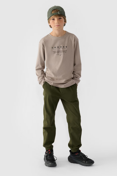 Boys Jogger Casual Pants Plain 4F Khaki 4FJWMM00TTROM0812-43S