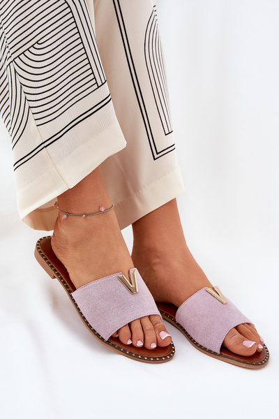 Sandales Plates Pour Femmes Avec Détails Décoratifs Violets Saliena