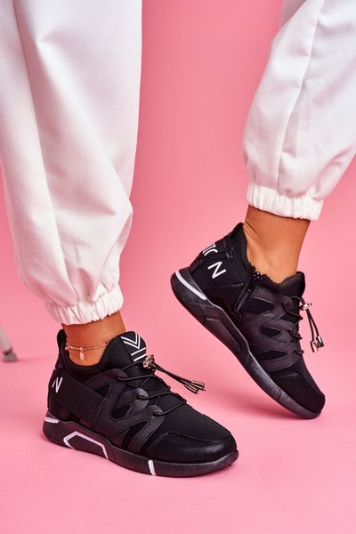 Chaussures sportives pour femmes avec fermeture éclair et pull-up noires Terfin
