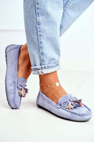 Mocassins Femme Daim 20PB35-2003 Bleu Donna Mia