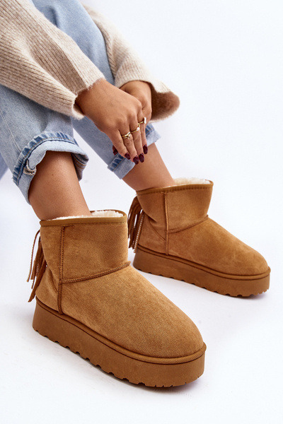 Damen Schneeschuhe auf einer massiven Plattform mit Quasten Camel Lirico
