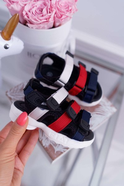 Sandales Velcro Enfant Fille Garçon Noir Fima