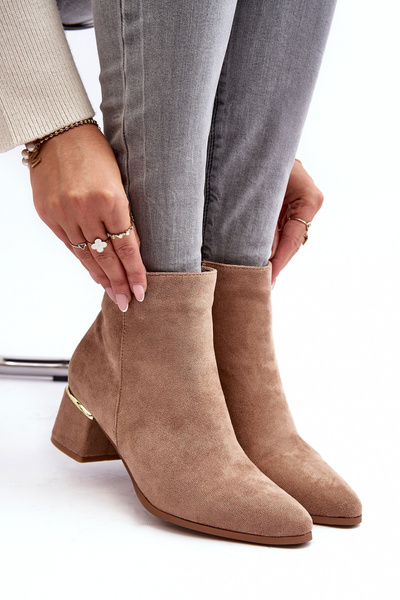 Women's Suede Boots on Heel Beige Mebassa