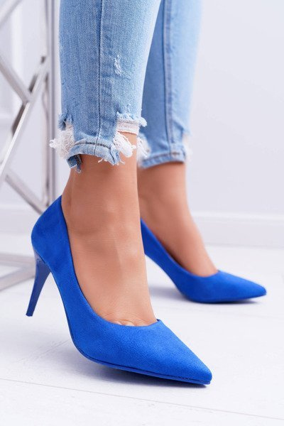 Talons pointus en daim pour femmes Bleu Crème