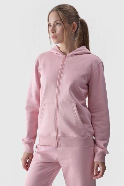 Sweat à capuche zippé pour femme en coton 4F rose 4FWMM00TSWSF1467-56S
