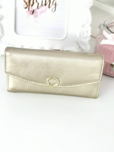 Large Ladies Gold Wallet with Heart