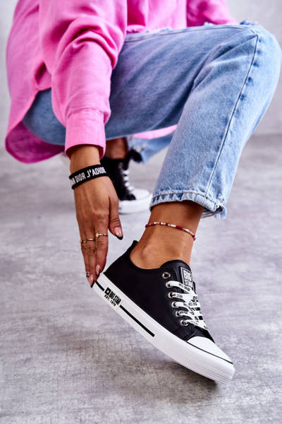 Baskets en cuir pour femmes Big Star KK274096 Noir