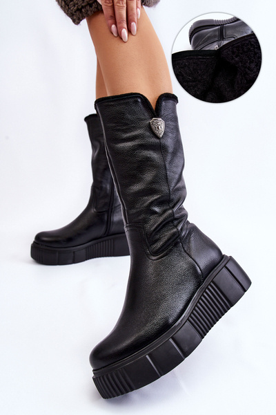 Zazoo 70121 Bottes Femme En Cuir Avec Laine Noir