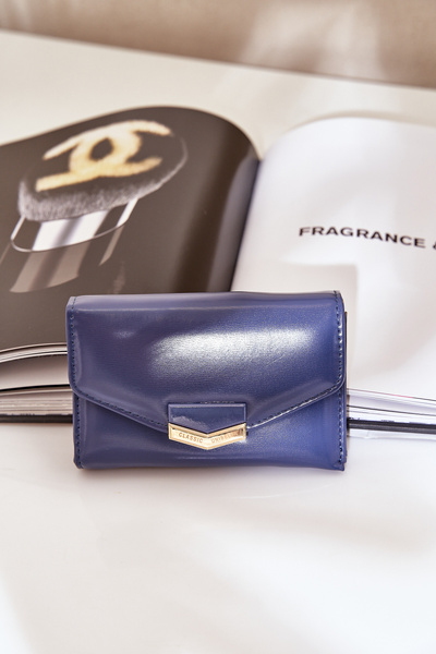 Portefeuille Femme Laqué Bleu Marine Rahner