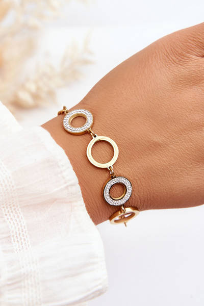 Bracelet En Acier Inoxydable Avec Cercles Doré