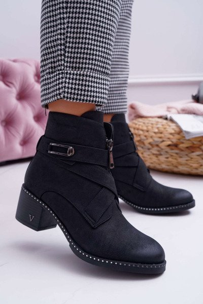 Damen Stiletto Stiefel Wildleder Schwarz Brave