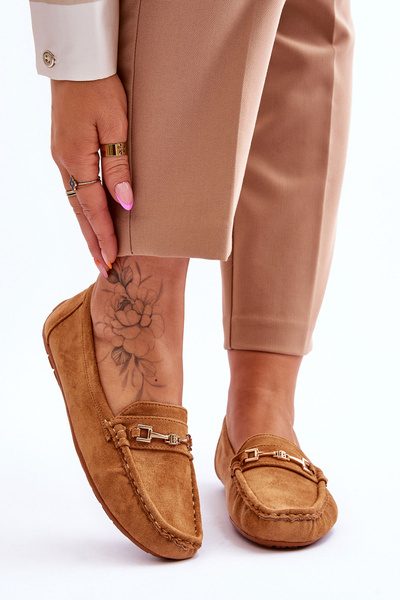Mocassins En Daim Avec Ornement Marron Eleina