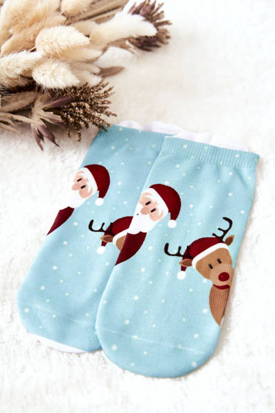 Weihnachtsmann und Rentier Alloy Socken Blau