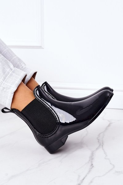 Bottes En Caoutchouc Brillant Galoches Parapluie Noir