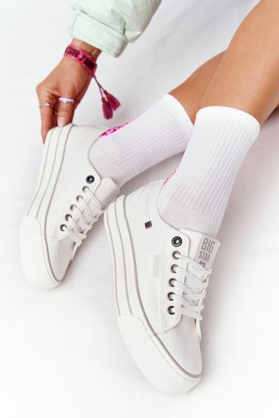 Damen BIG STAR Plattform Tennisschuhe HH274052 Weiß