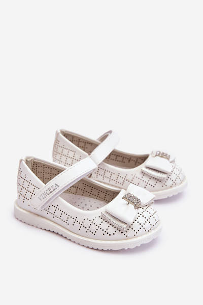 Ballerines Enfant Avec Noeud Velcro Blanc Halle