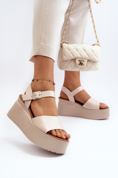 Damen Keilsandalen in Beige Geferia