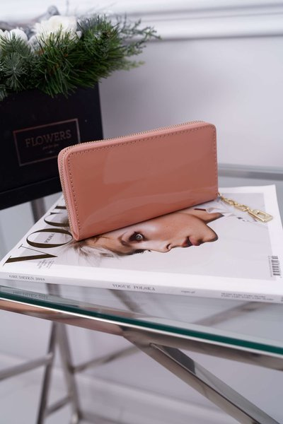 Brieftasche für Frauen Großes Rosa Gold Dekorativer Reißverschluss