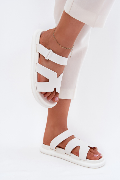 Sandales Femme En Caoutchouc Avec Sangle Blanches Tavirae