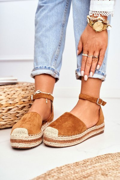 Damen Stroh Plattform Espadrilles Camel Toca Toca