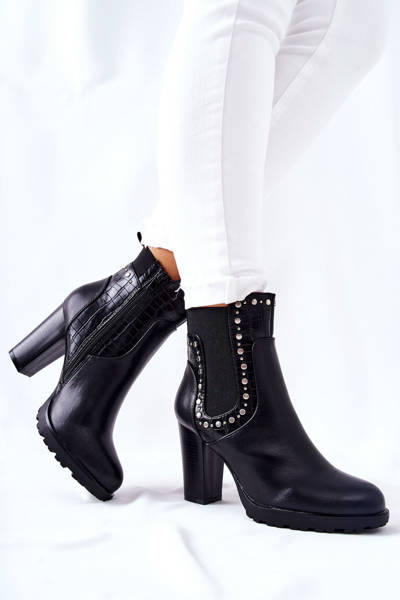 Cizme stiletto cu strasuri negre wissey