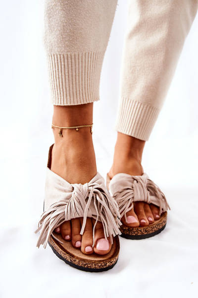 Chaussons Sur Semelle Liège Beige Taryne