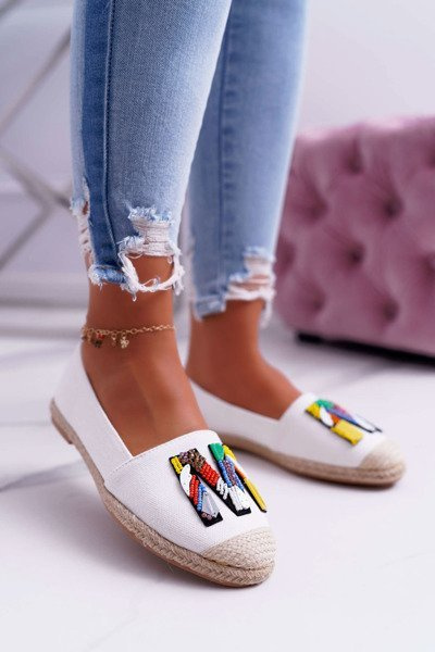 Women's Espadrilles White with Patches Meadia
