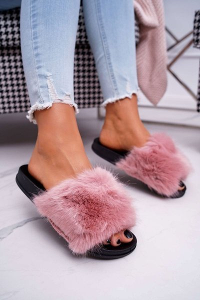 Flip -flops pentru femei cu blana roz Nicefur