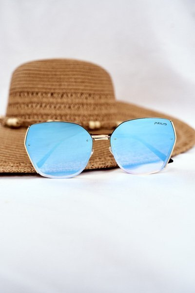 Ochelari de soare pentru femei Prius Pre-38 Gold Blue Mirror Glitter