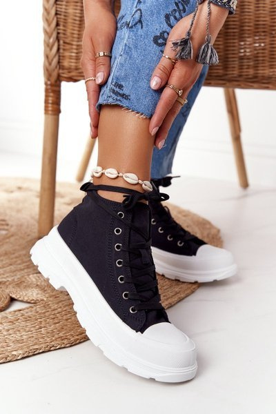 Baskets Hautes Pour Femmes Sur Semelle Grosse Noir Trissy