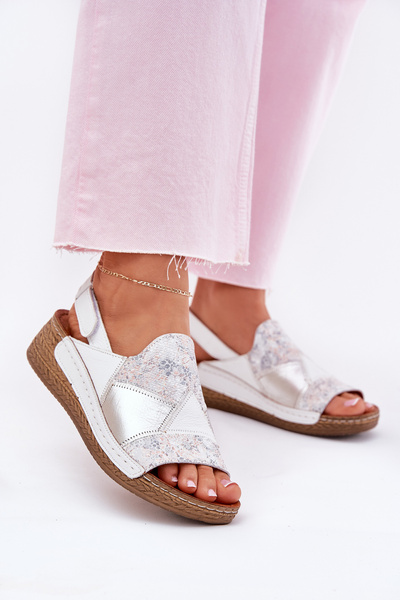 Damen Leder Sandalen Mit Keil und Flechtung Maciejka L7067-11 Weiß