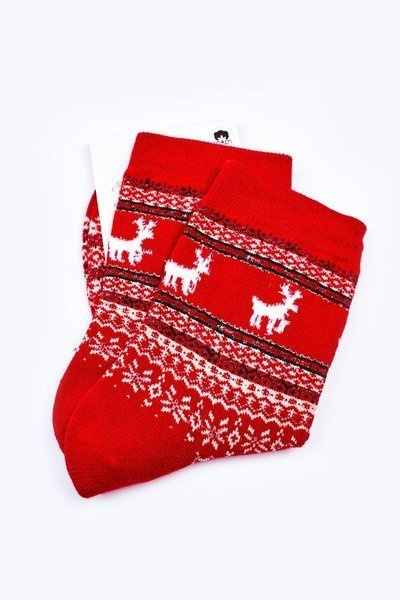 Weihnachtliche Baumwollsocken mit Rentier-Muster Rot