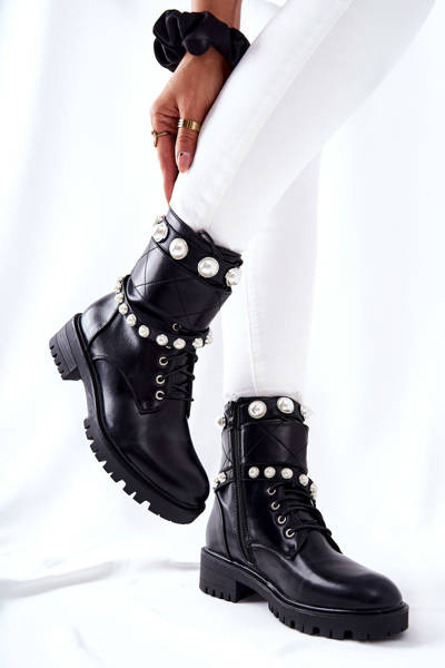 Perlenstiefel für Frauen Black Mystique
