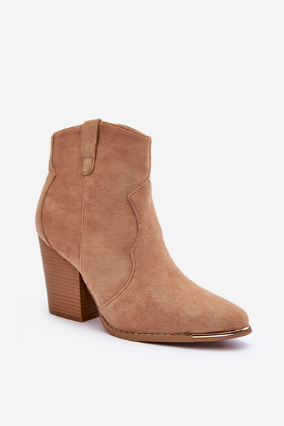 Santiags En Daim À Talon Beige Lotoune