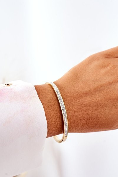 Bracelet En Acier Avec Zircons Cubiques Or