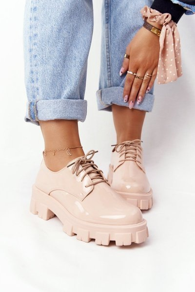 Moteriškos Oxfords Brogues ant platformos Nude Imogen